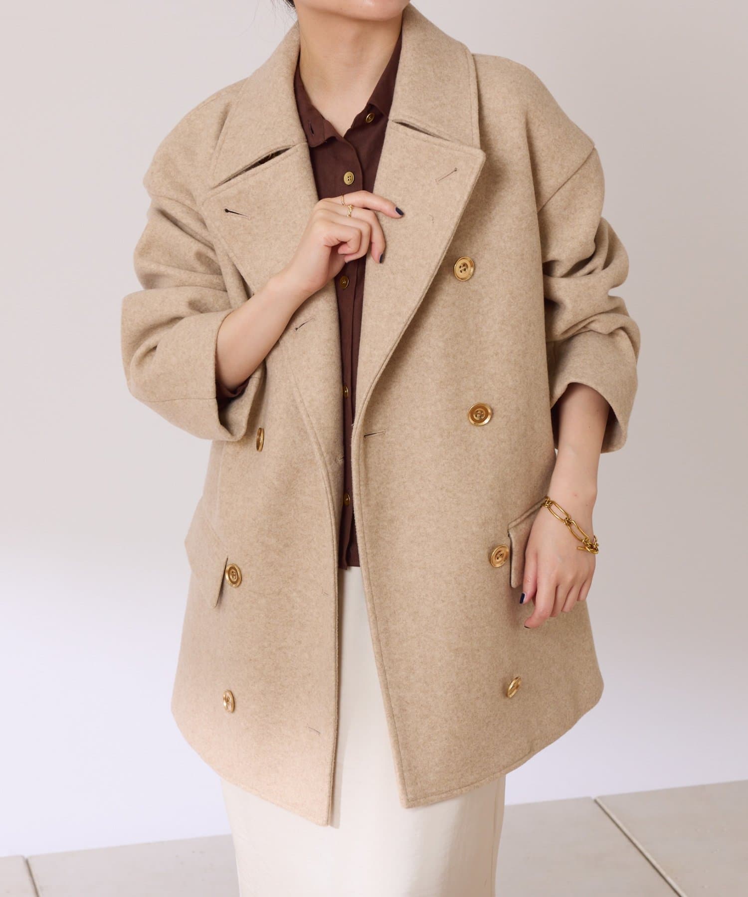 小顔効果◎】メタルボタンPコート | COLLAGE GALLARDAGALANTE