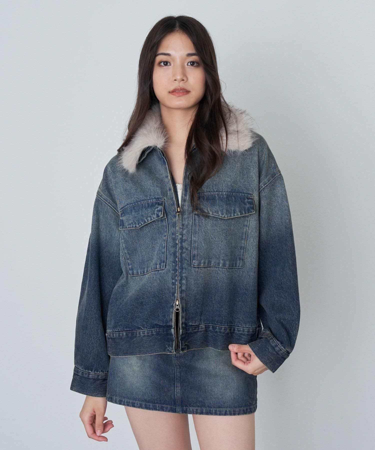 ファー衿取り外しデニムブルゾン / Gジャン | RAY CASSIN(レイカズン