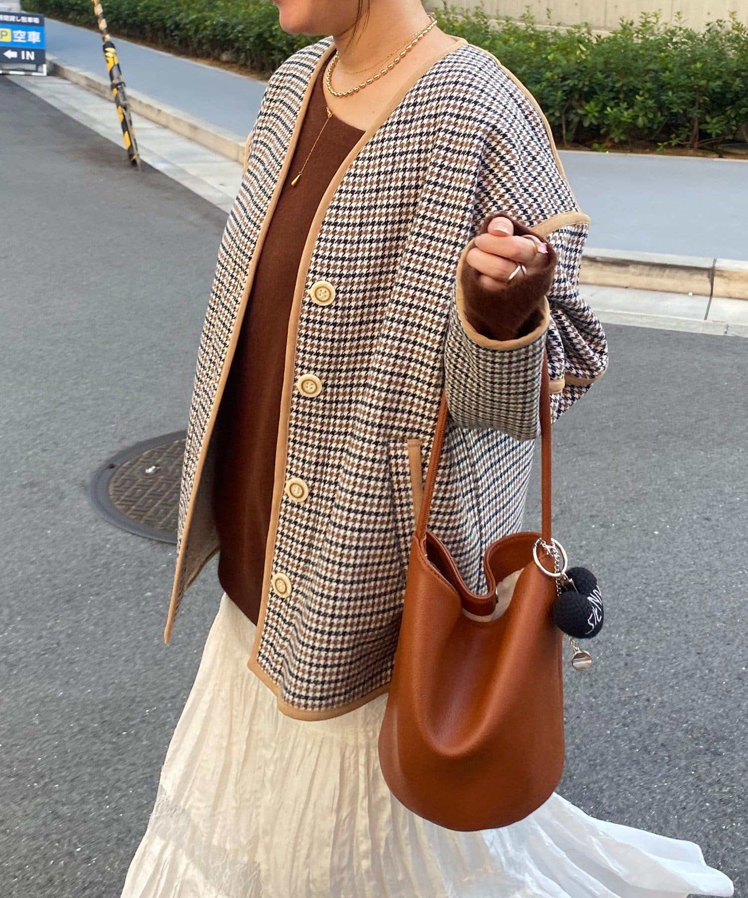 インフルエンサー SAKURA企画】チェックハーフコート | DOUDOU