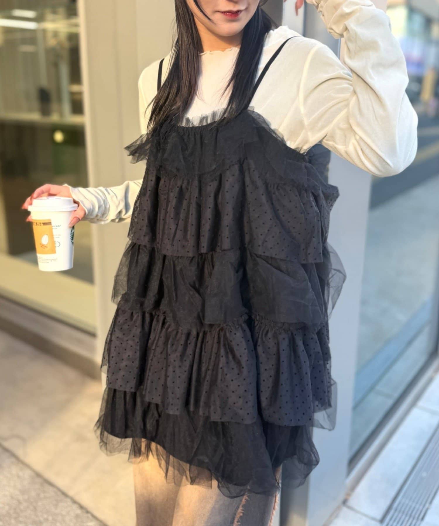 ドットチュールミニキャミワンピ | w closet(ダブルクローゼット