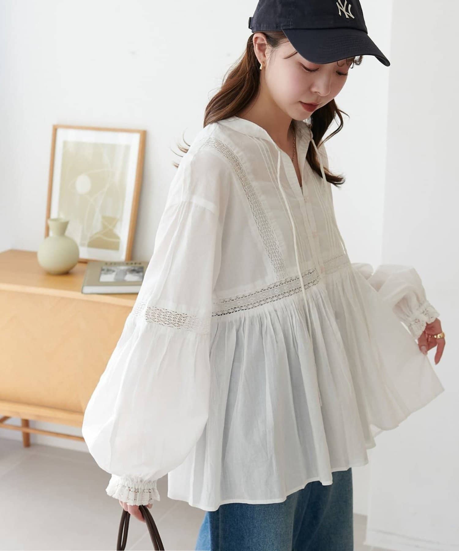 SS先行予約/India】コットンボイルレース使い前開きブラウス | DISCOAT