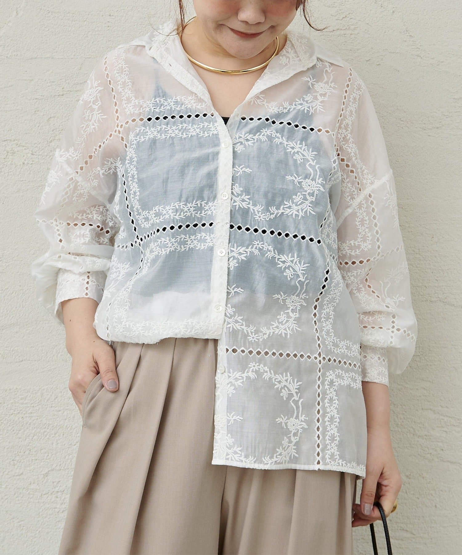 パッチワーク刺繍レースブラウス | PUAL CE CIN(ピュアルセシン