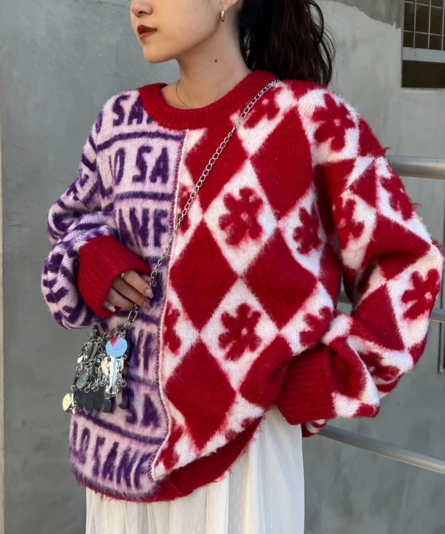 HELLO.SANFRANCISCO】柄ドッキング起毛ニット | CIAOPANIC TYPY(チャオ