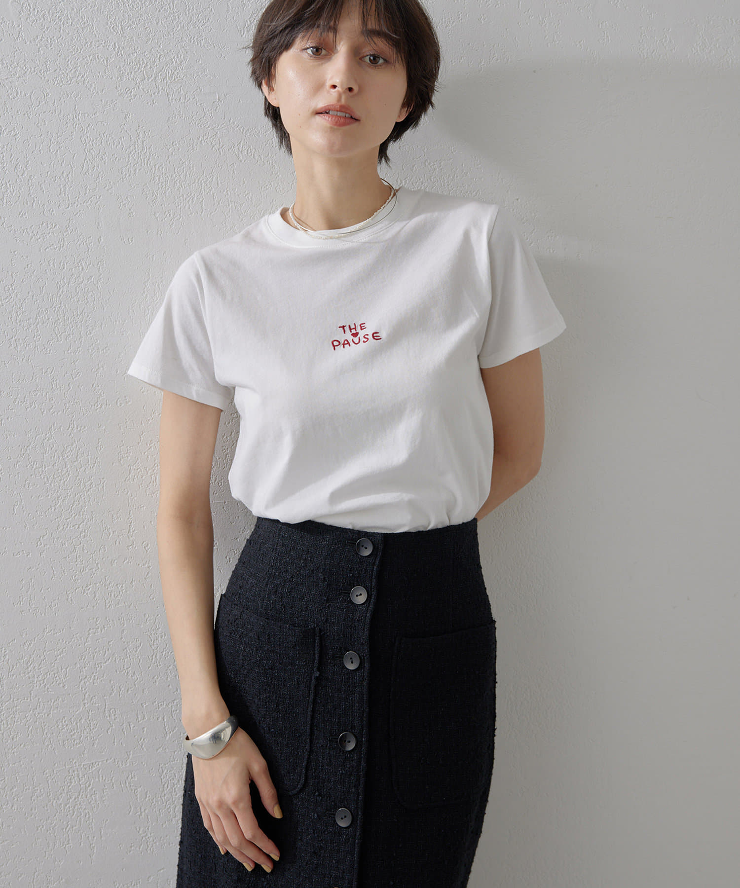 THE PAUSE】THE PAUSE刺繍Tシャツ | Whim Gazette(ウィム ガゼット