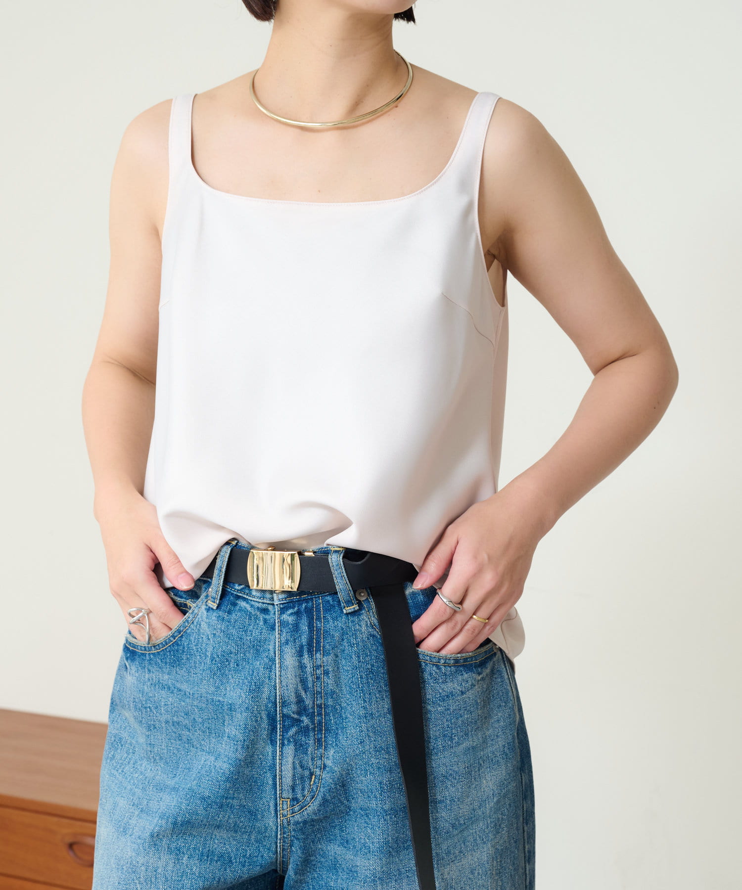 新色追加/ブルー】サテンタンクキャミソール | Omekashi(オメカシ