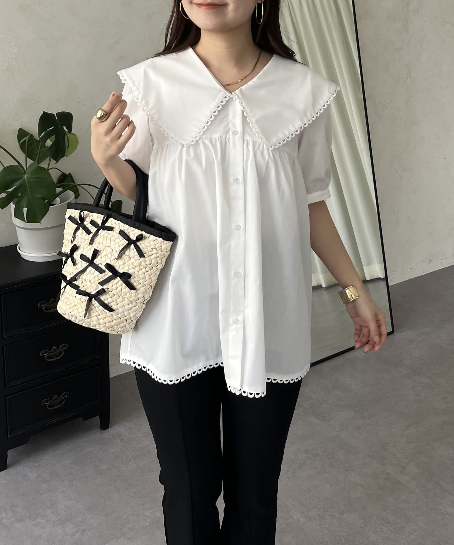 ビッグレースカラーAラインブラウス | prose verse(プロズヴェール