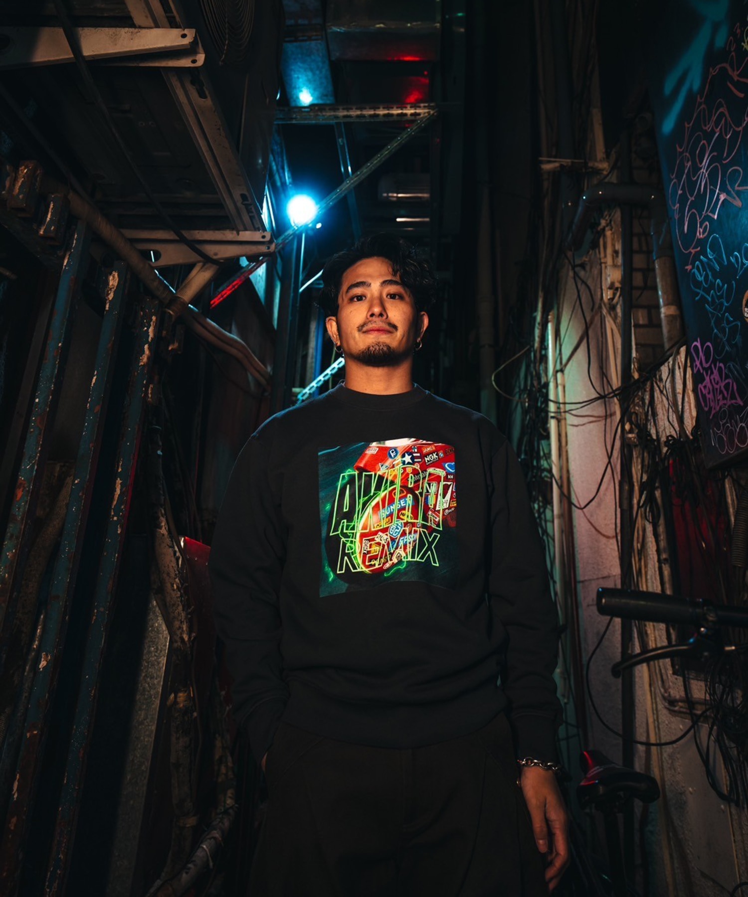 AKIRA REMIX × nana-nana Crew Neck B(S BLACK): nana-nana: MENS