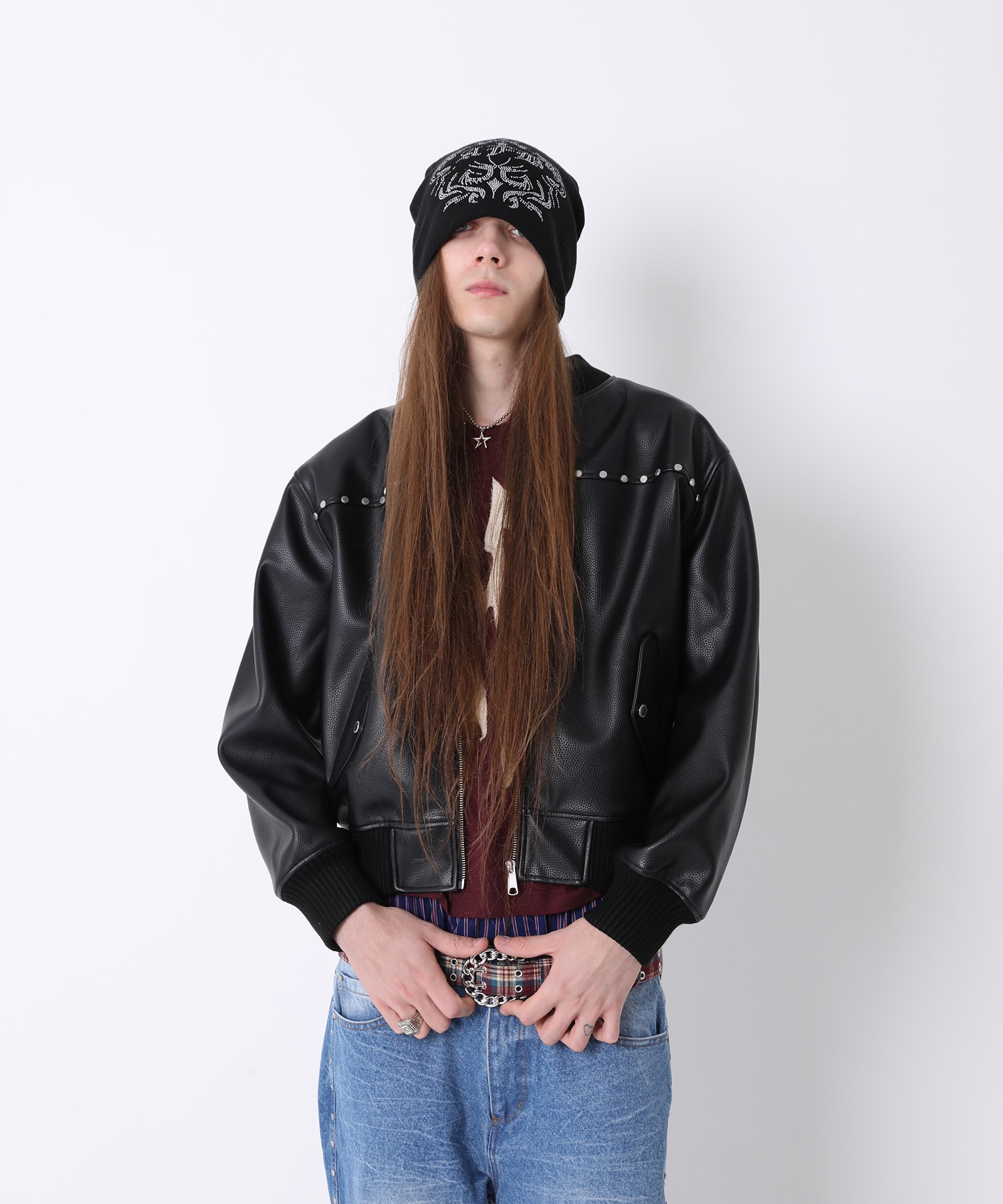 STUDDED BOMBER JACKET(L BLACK): AFB: MENS｜CONZ ONLINE STORE