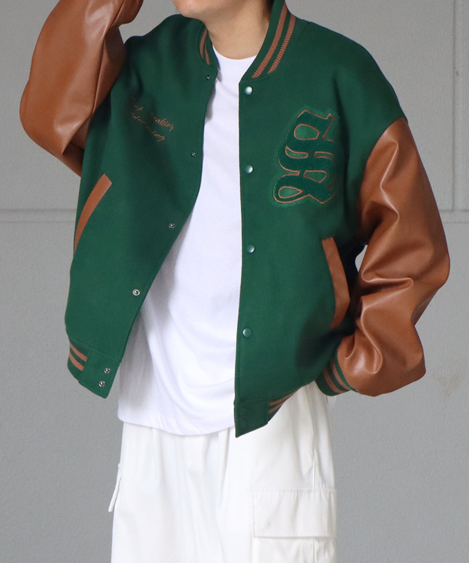 サガラワッペン刺繍 ビッグシルエットスタジャン ウールテック