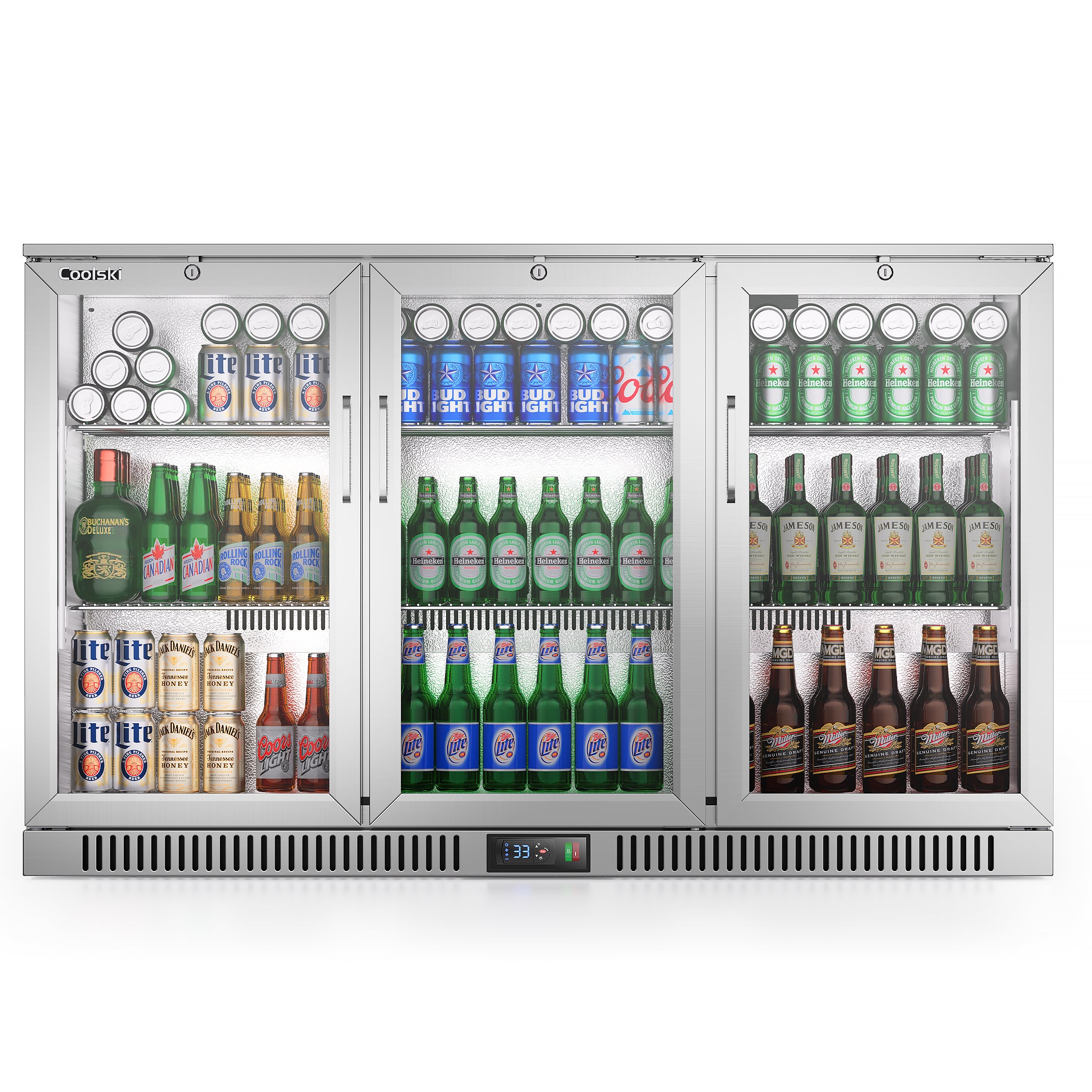 Coolski Beverage Refrigerator with 3 Doors, Commercial Back Bar