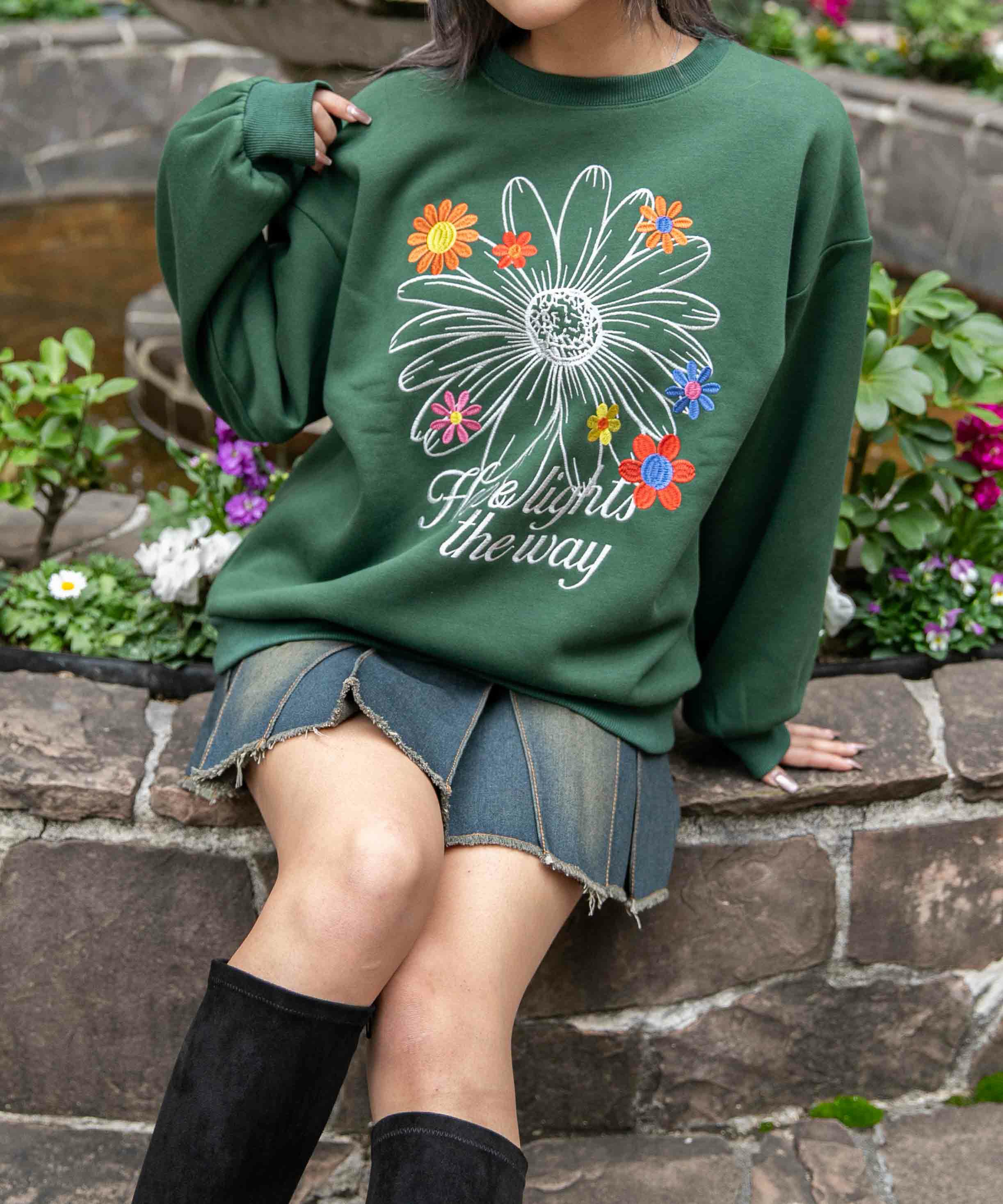 フラワー刺繍×裏起毛》ストリートフェミスウェット | GORGE