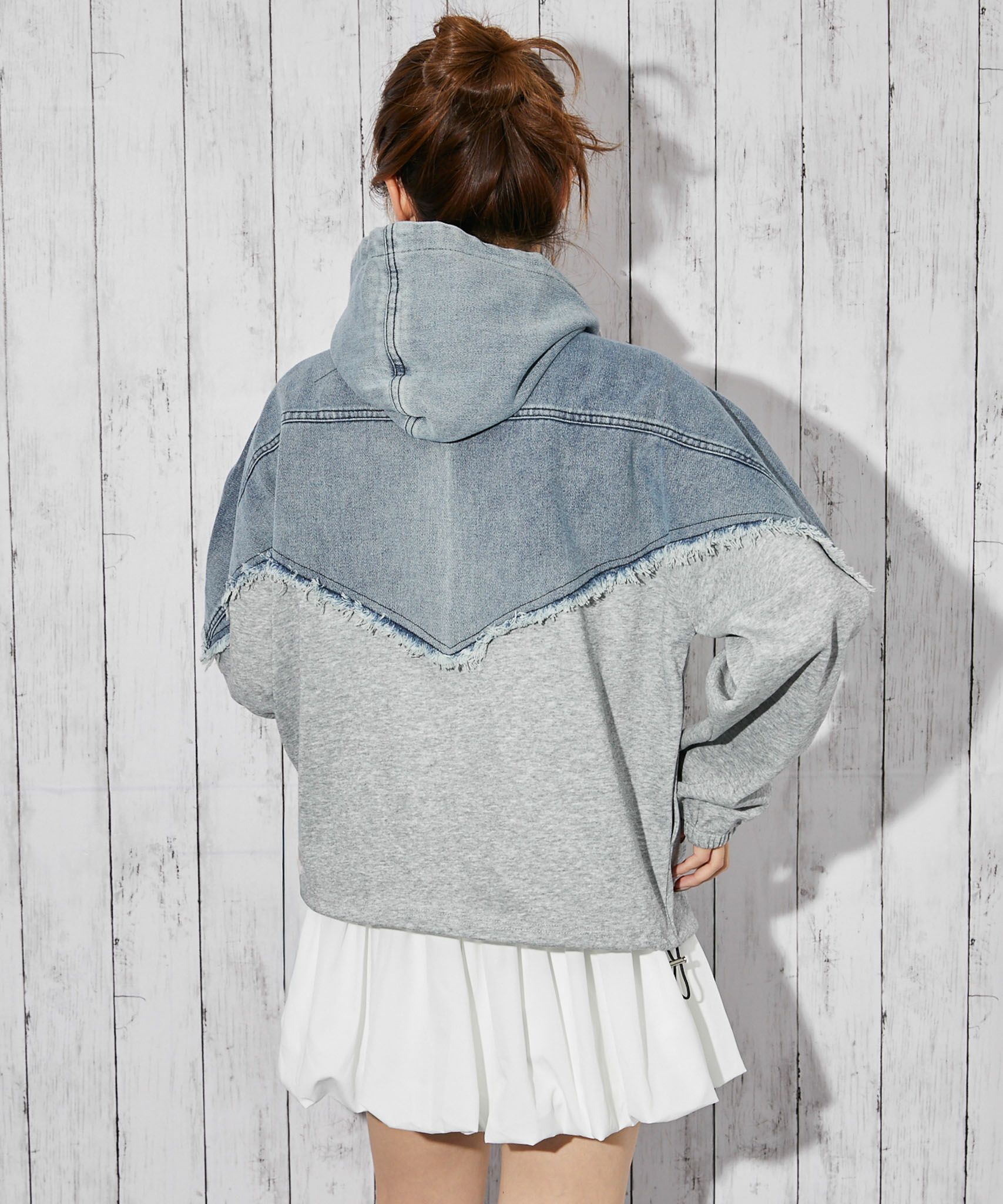 デニム切り替え×フード付き》ブルゾン／秋冬春／全2色 | GORGE