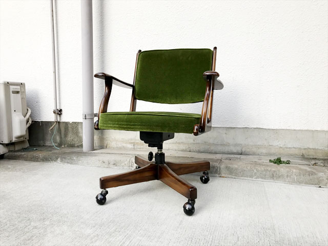 Karimoku カリモク コロニアル デスクチェア グリーン 回転椅子