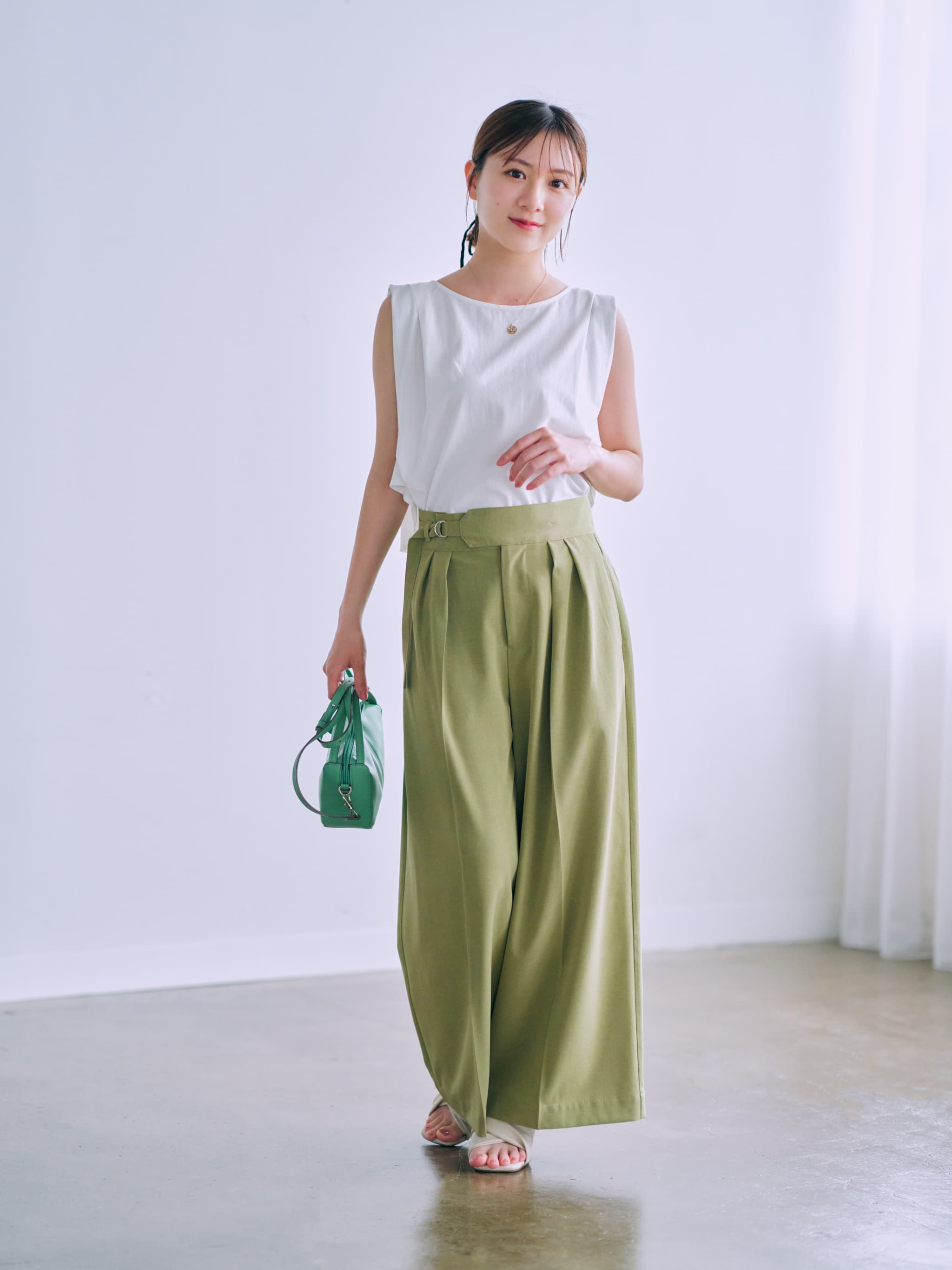 サイドベルトツータックパンツ-short & regular | 小柄・低身長女性