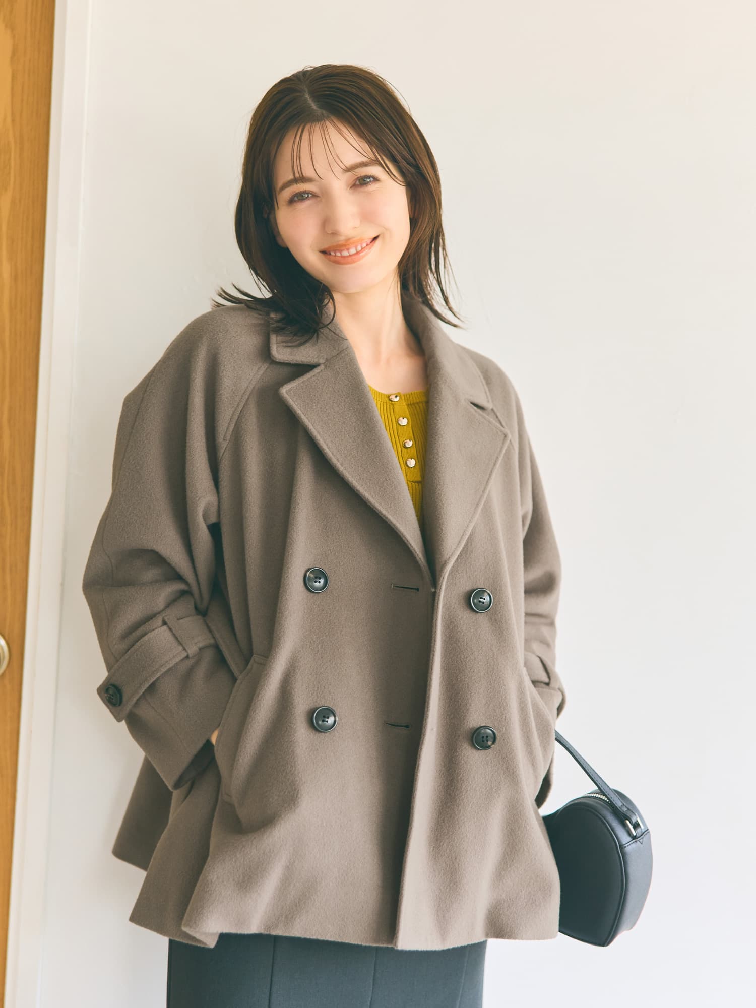 ウールビーバーミドル丈コート | 小柄・低身長女性向けファッション