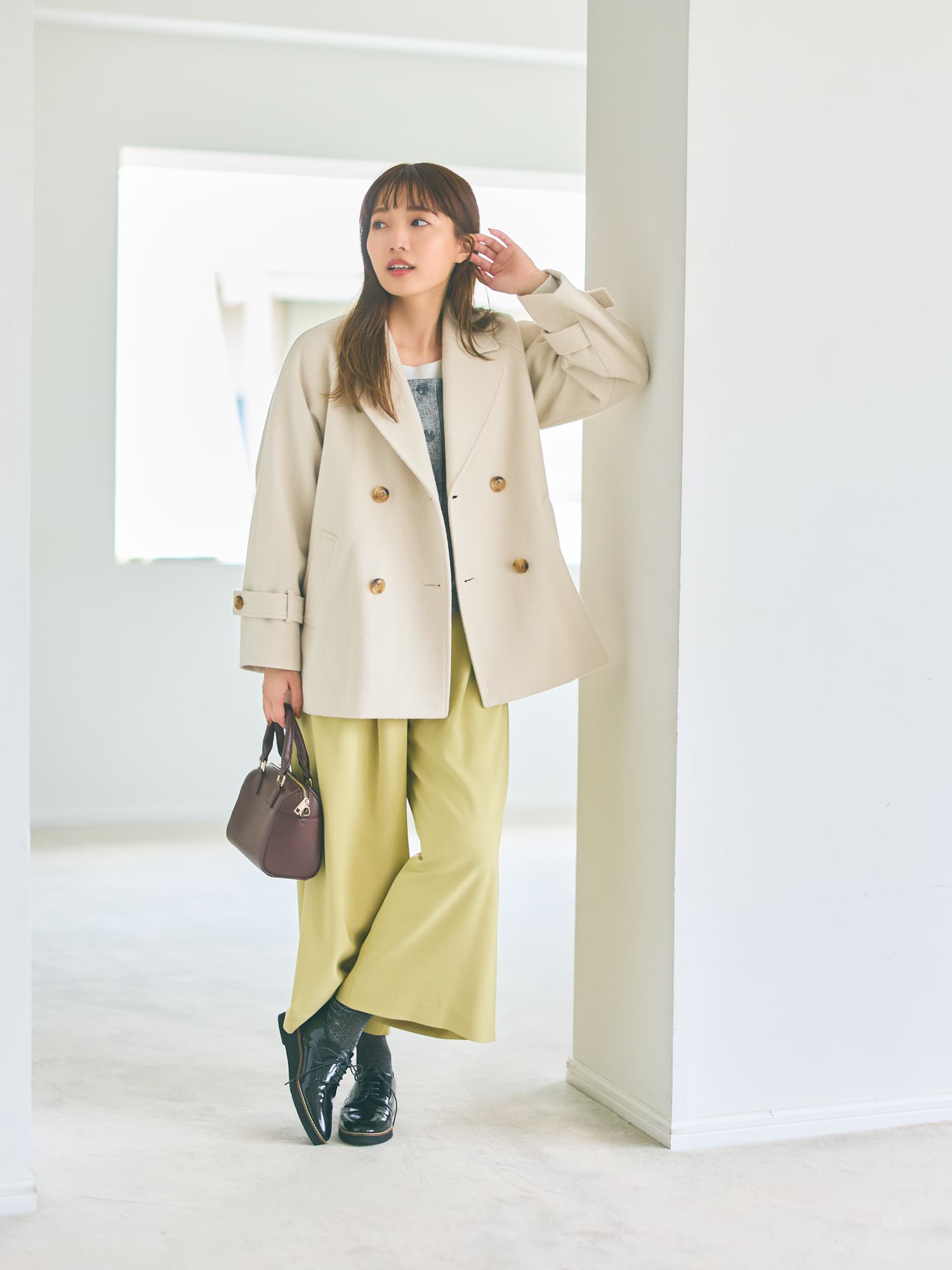 ウールビーバーミドル丈コート | 小柄・低身長女性向けファッション