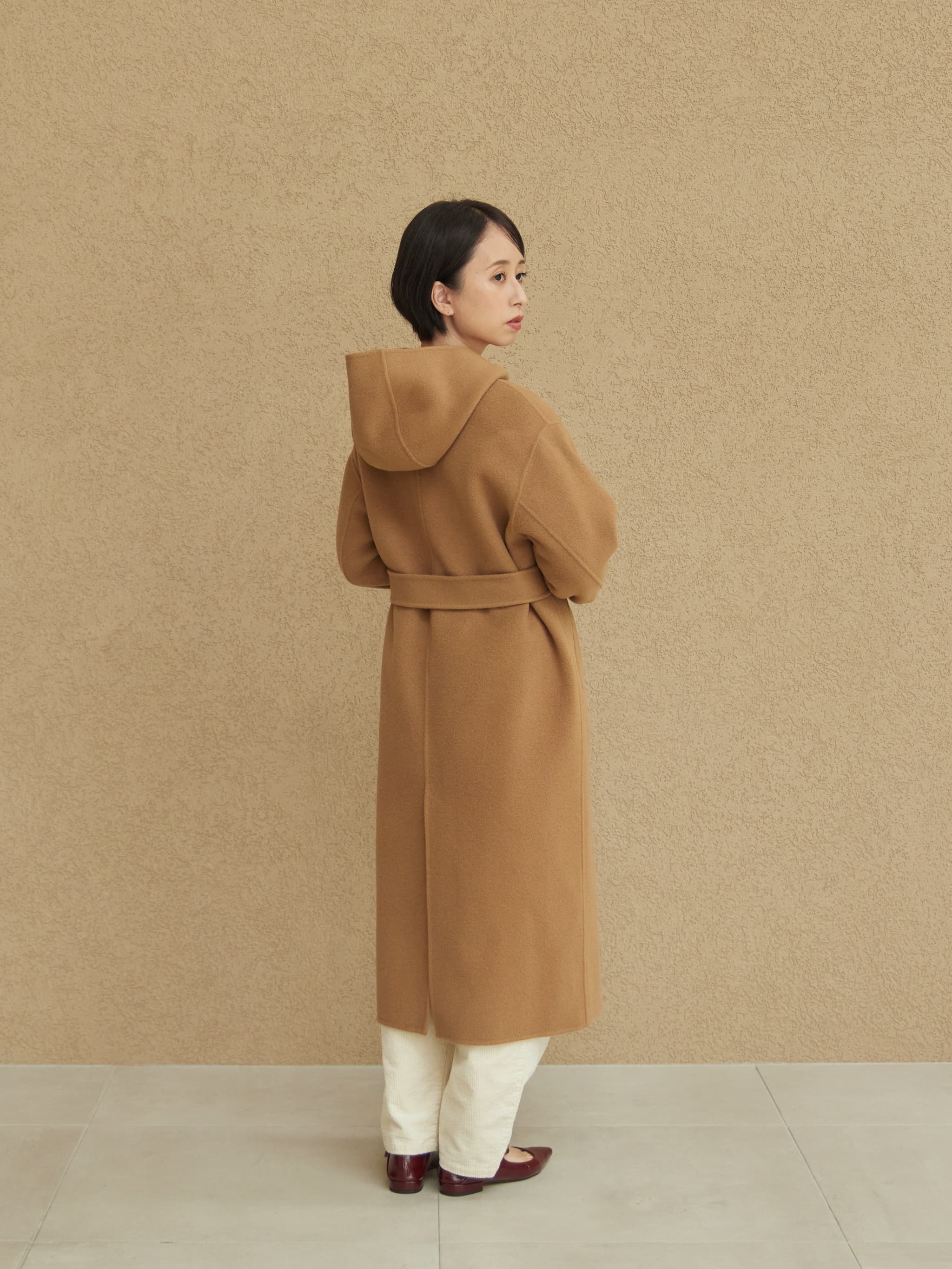 フーディーリバーロングコート | 小柄・低身長女性向けファッション