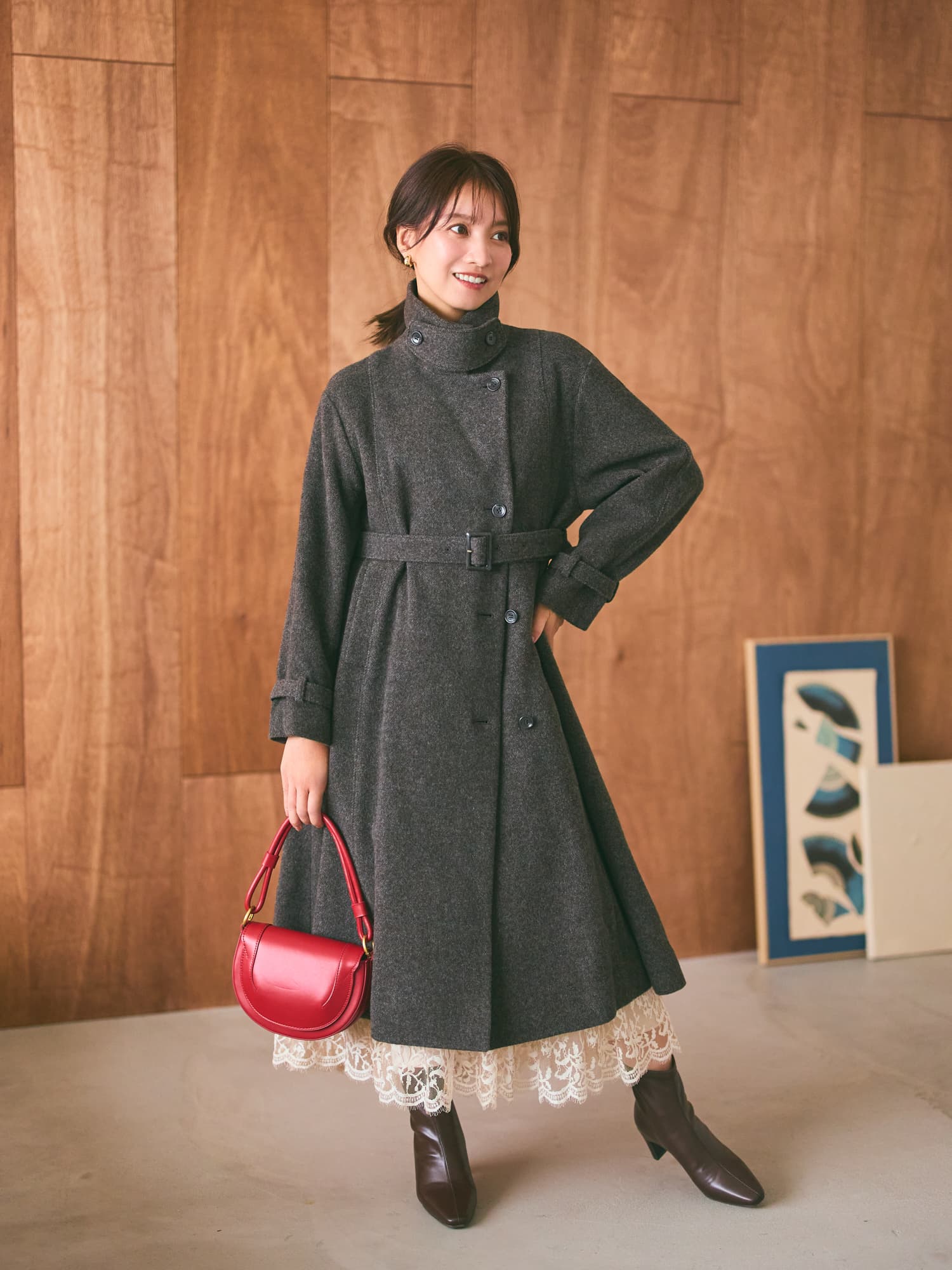 セミダブルバックフレアウールコート-short & regular | 小柄・低身長