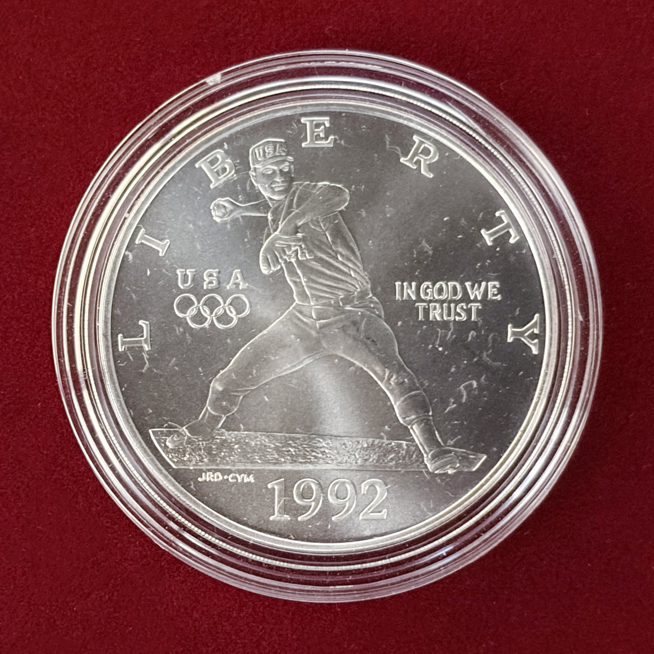 アメリカ】バルセロナオリンピック記念 1ドル 銀貨 野球 1992［B