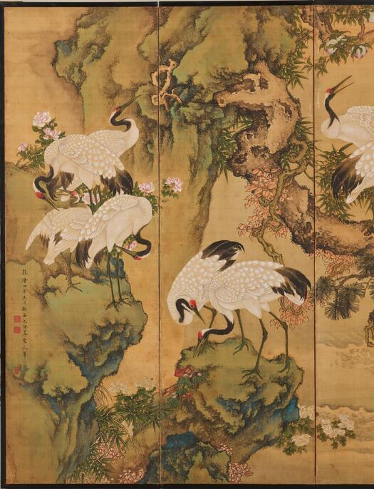 屏風 6面 江圃作 更に10％値下げしました 屏風 6面 江圃作 更に10