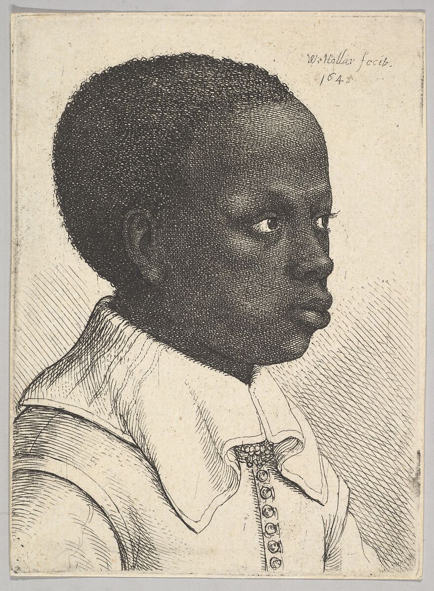 Wenceslaus Hollar - Head of a Young Black Boy in Profile to the