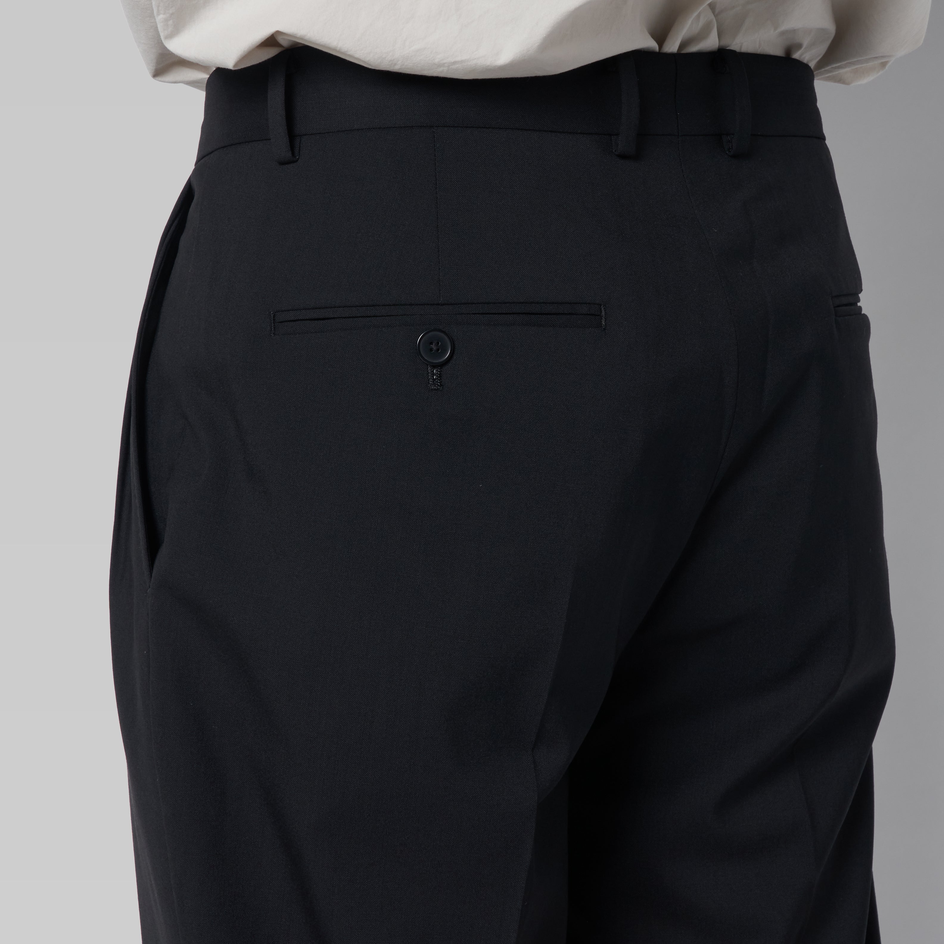 CPT-1 – 100S Wool Tropical – Black / 2アウトプリーツ スラックス