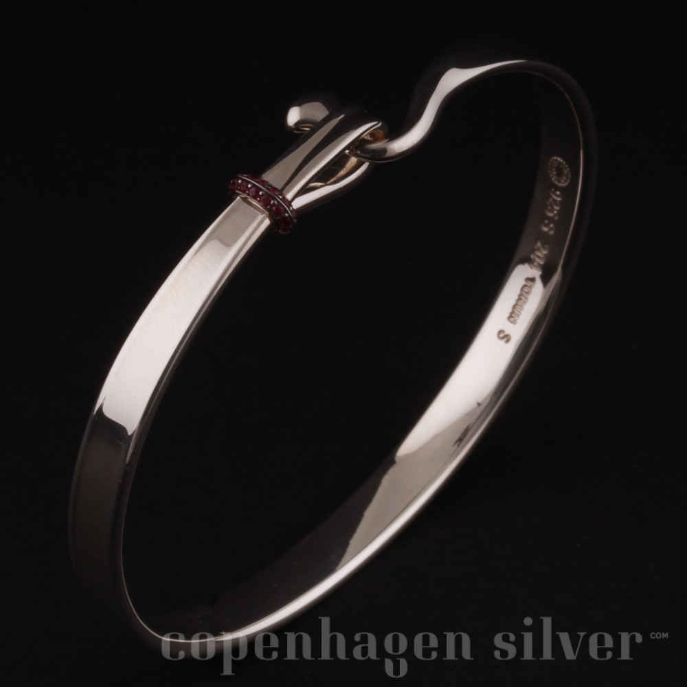 GEORG JENSEN TORUN Bangle with Pink Sapphire # 204 | Copenhagen Silver