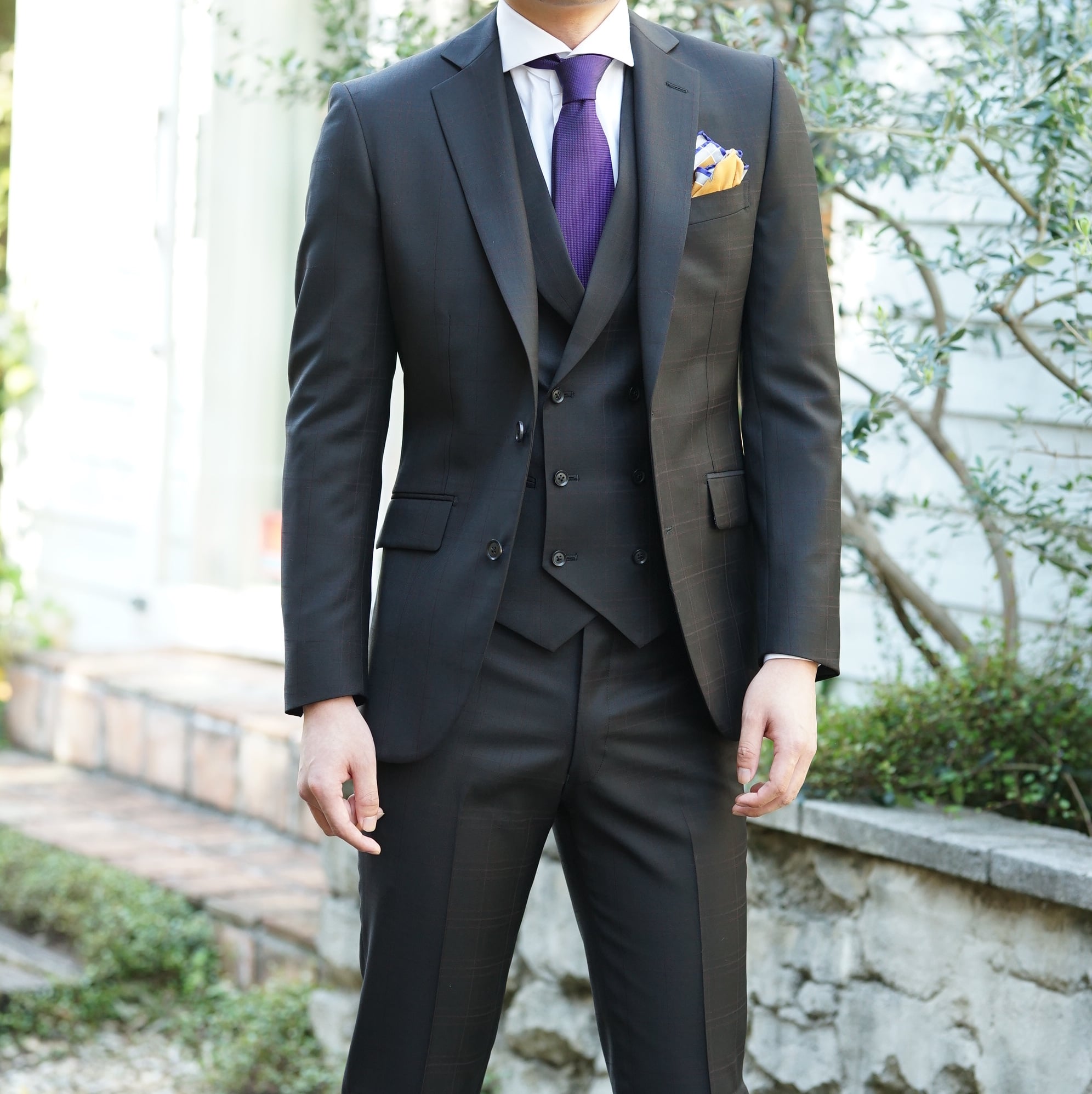 2次会用 ネイビー系オーダースーツ 国産生地 【結婚式 タキシード