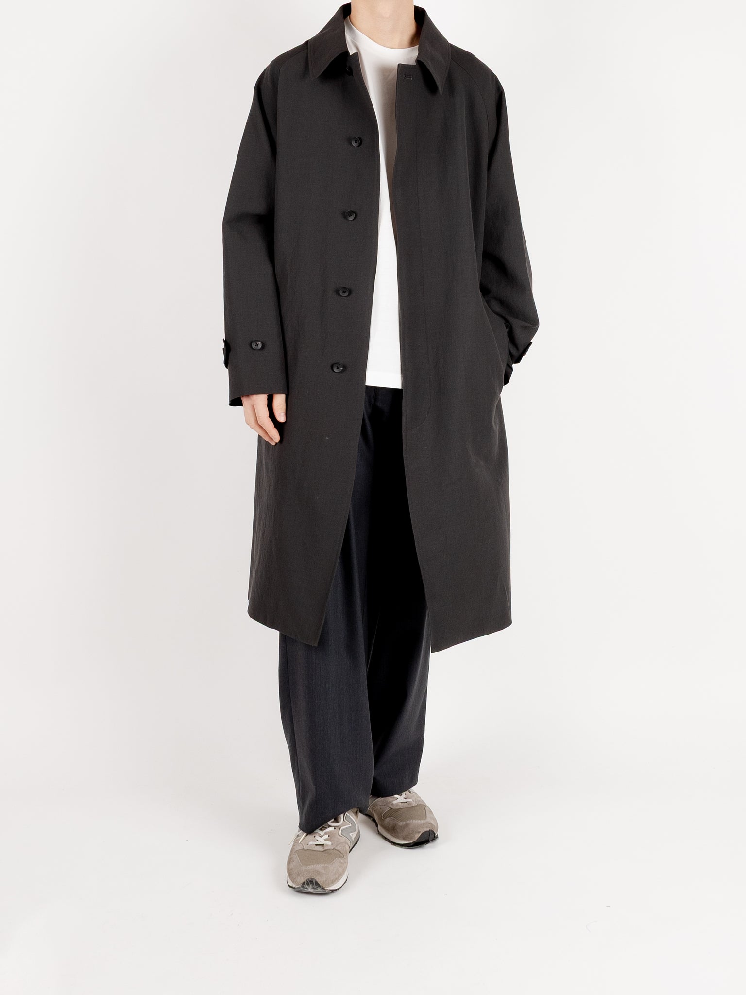 WORSTED WOOL/PAPER BALMACAAN LONG COAT｜BLACK – Cornier