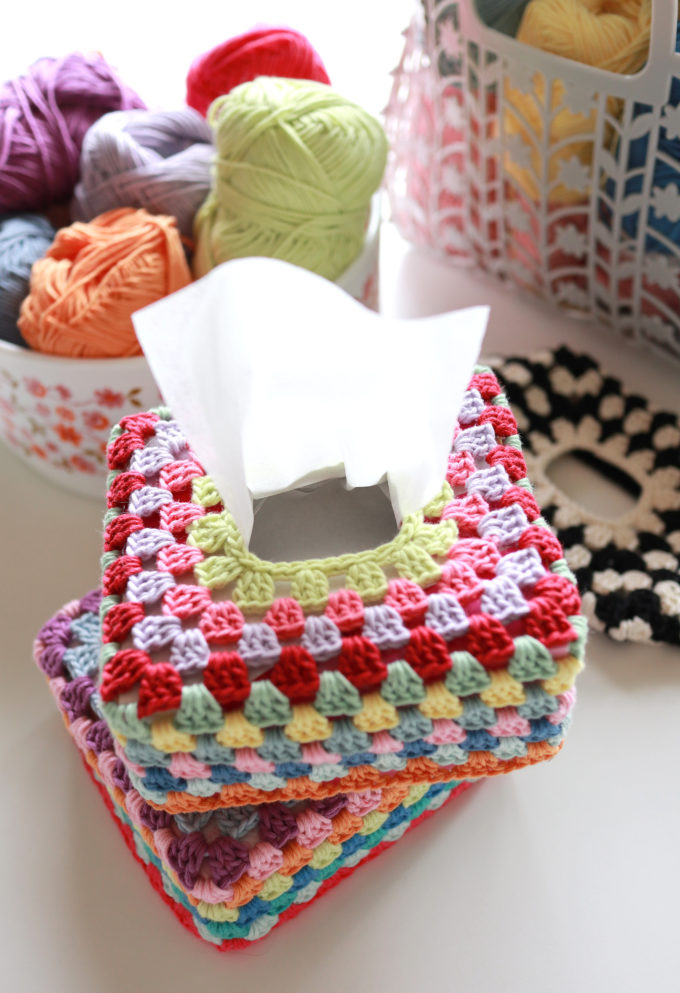 動画・編み図あり】ハーフティッシュボックスカバーの編み方 – My Cup