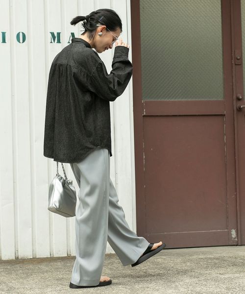 2WAYボウタイデニムシャツブラウス