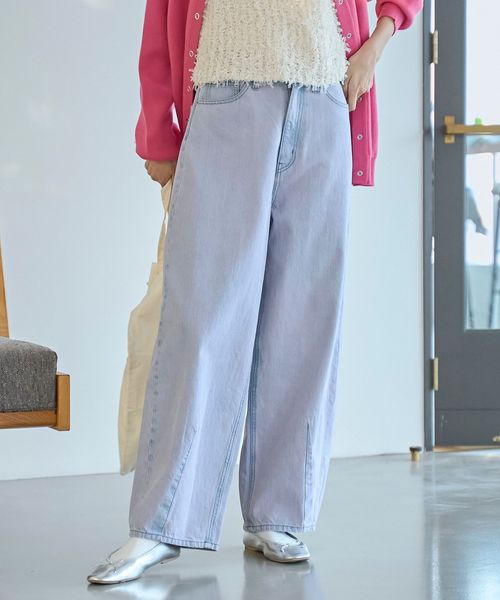 春気分上がる美シルエットパンツ】デニムトッピングカーブパンツ