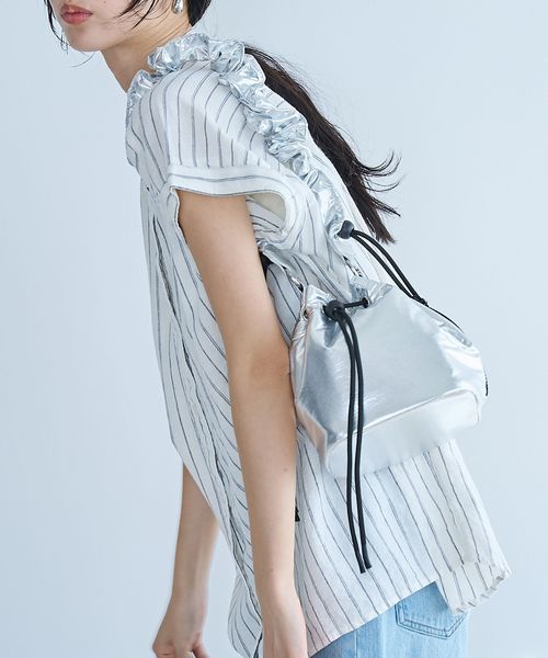 ギャザーハンドル 巾着ショルダーバッグ