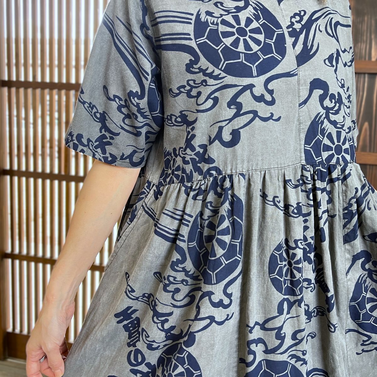 墨染め浴衣リメイクギャザーワンピース】 – こっとんコットン