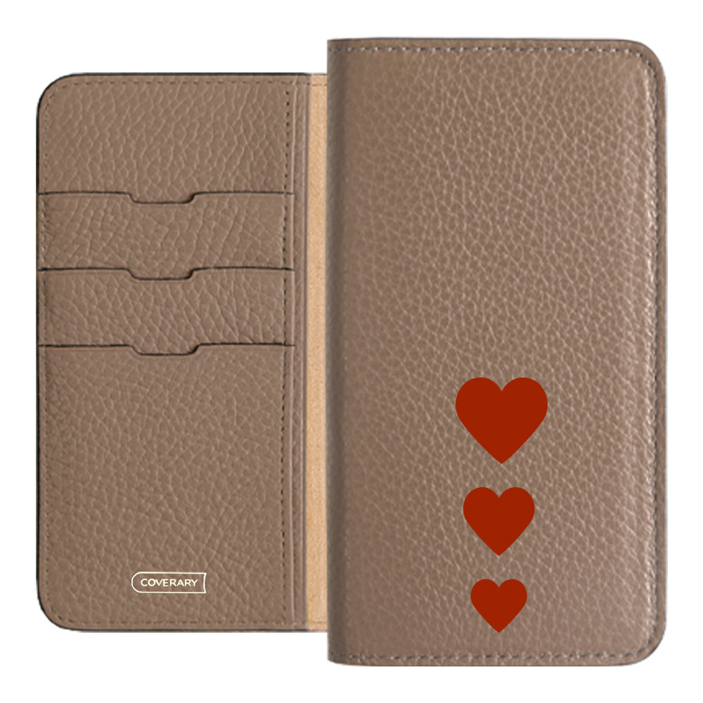 本革 32色 イタリアンシュリンクレザー ハート柄 手帳型ケース – COVERARY