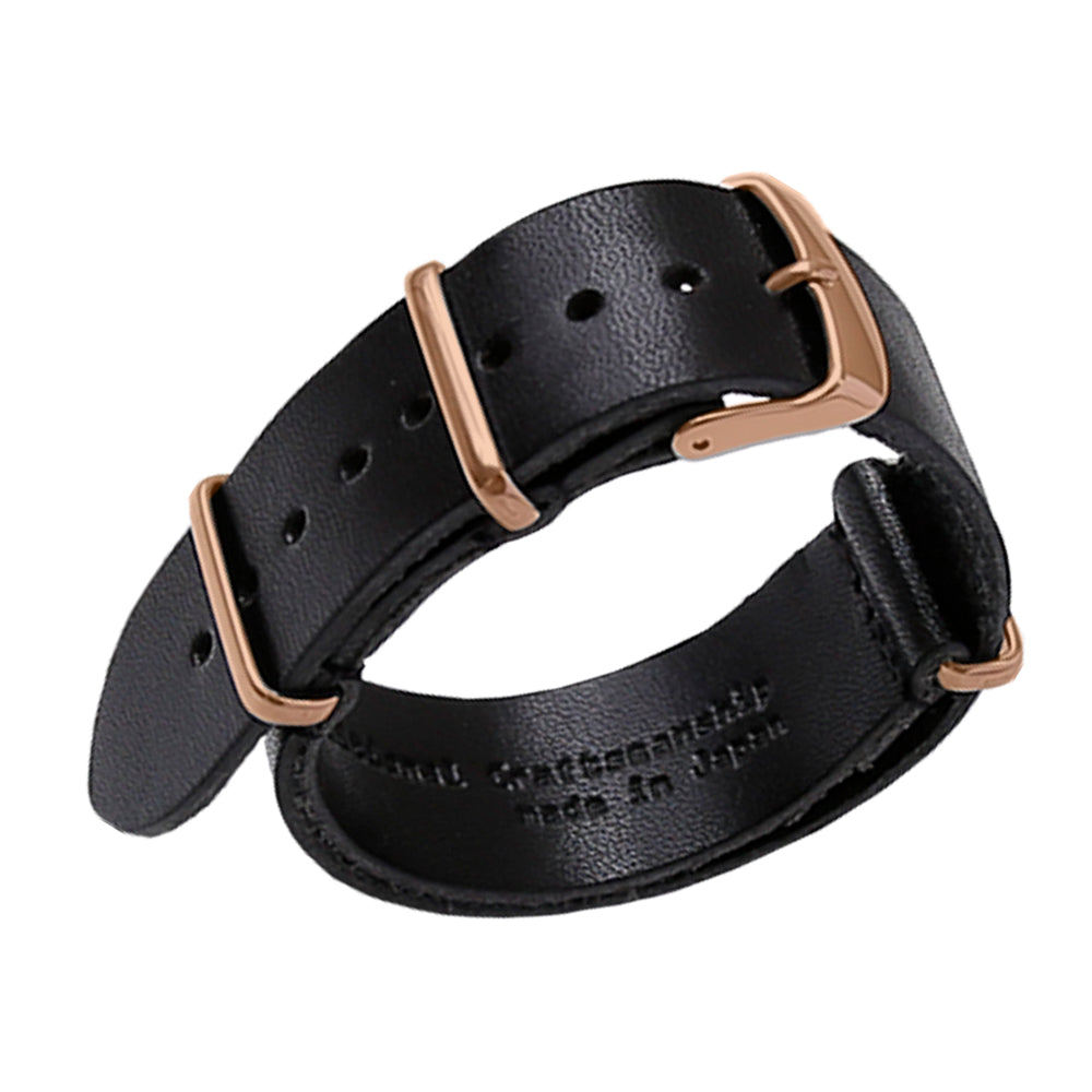 アショーマ 48mm用 純正 レザーストラップ 時計ベルト 革製 ブラック