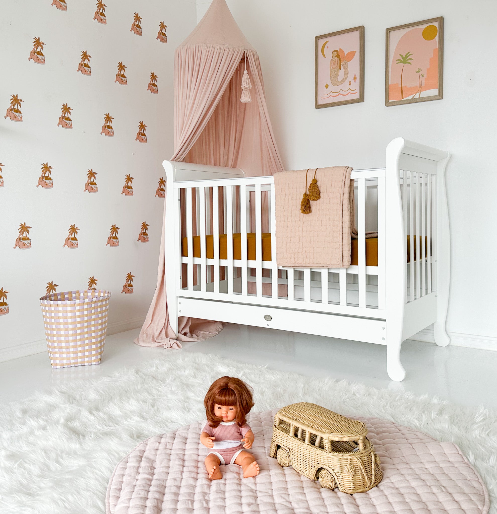 3 in 1 Sleigh Cot (Fixed Front Rail) – Cloud 9 Baby Bedrooms