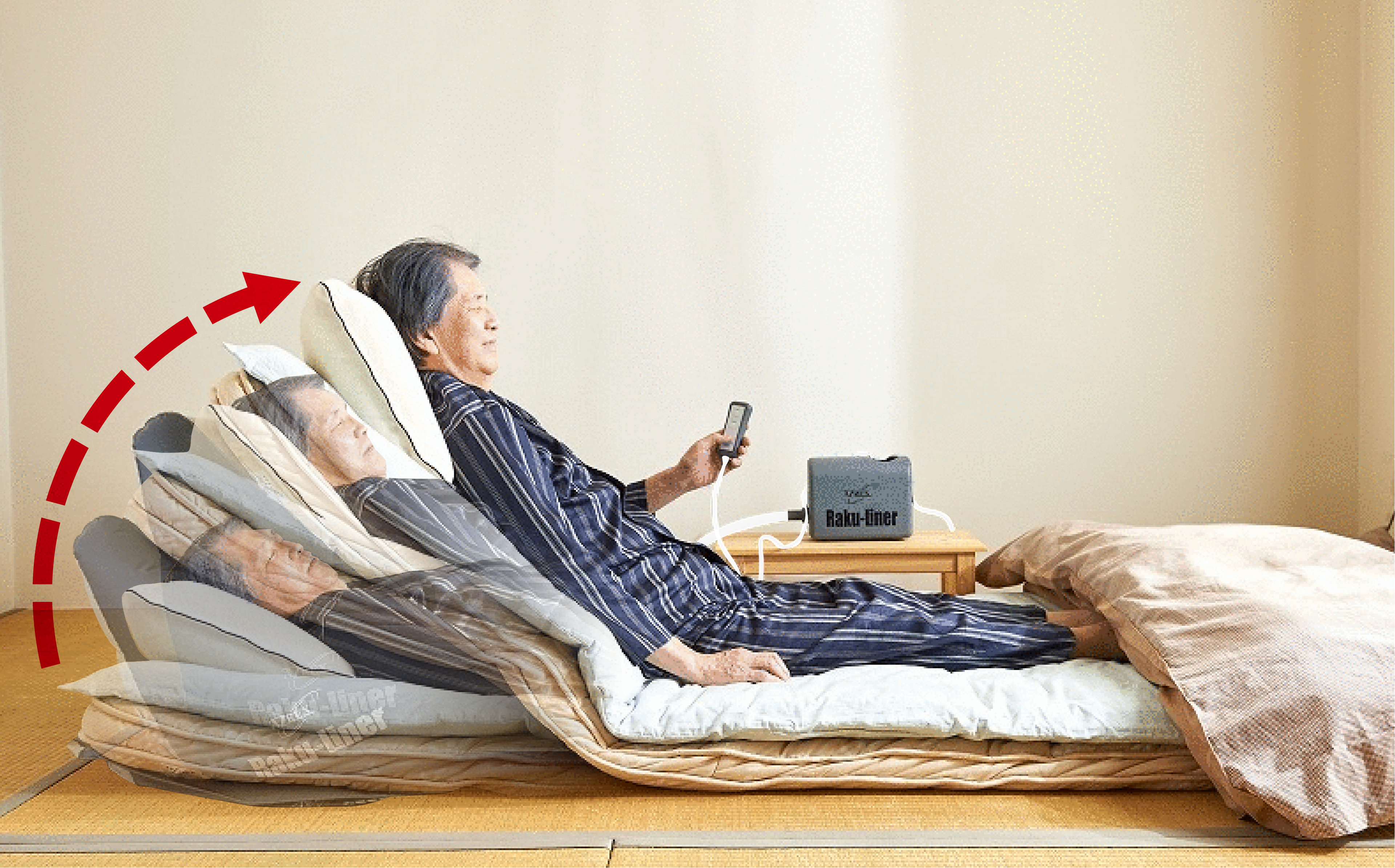 普段の布団が電動ベッドに！敷くだけの簡単設置で楽々リクライニング