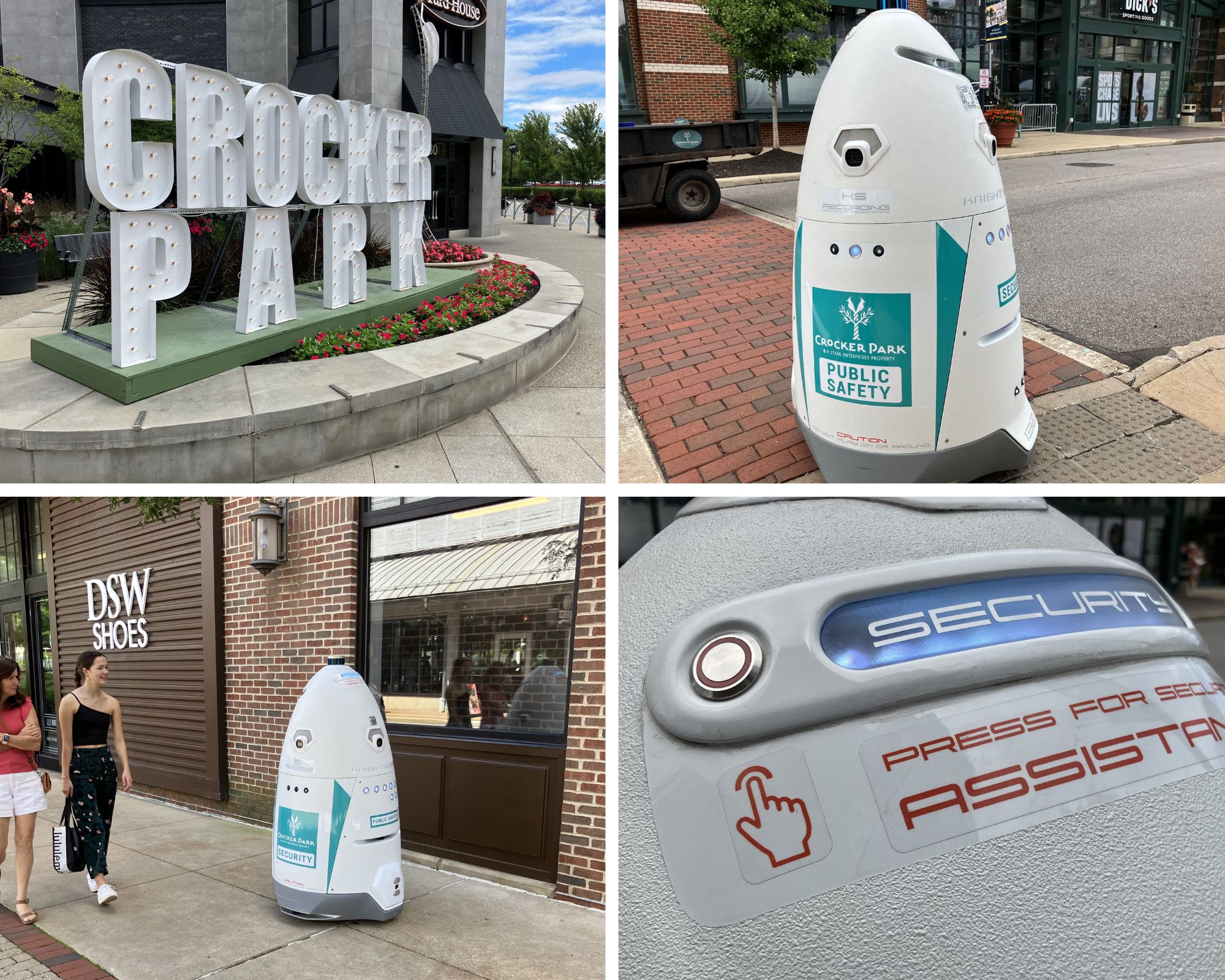 Sam the Robot patrolling Crocker Park as sci-fi deterrent