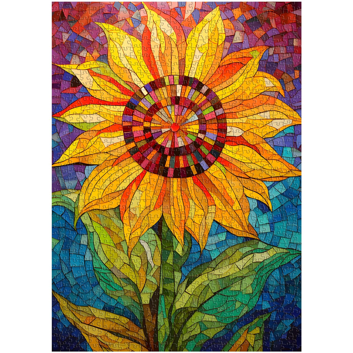 Mosaic Sunflower Jigsaw Puzzle 1000 Pieces – Closeteyes