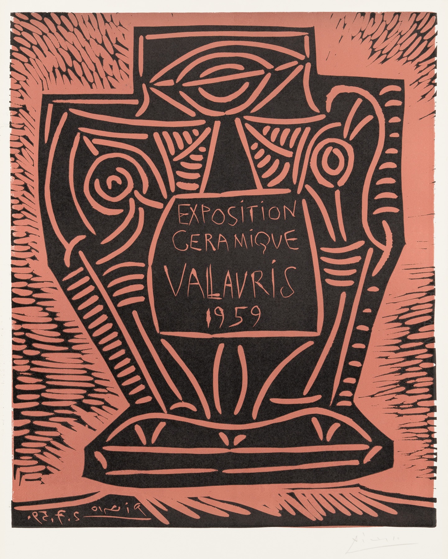 Picasso linocut: Exposition Céramique Vallauris - Christopher
