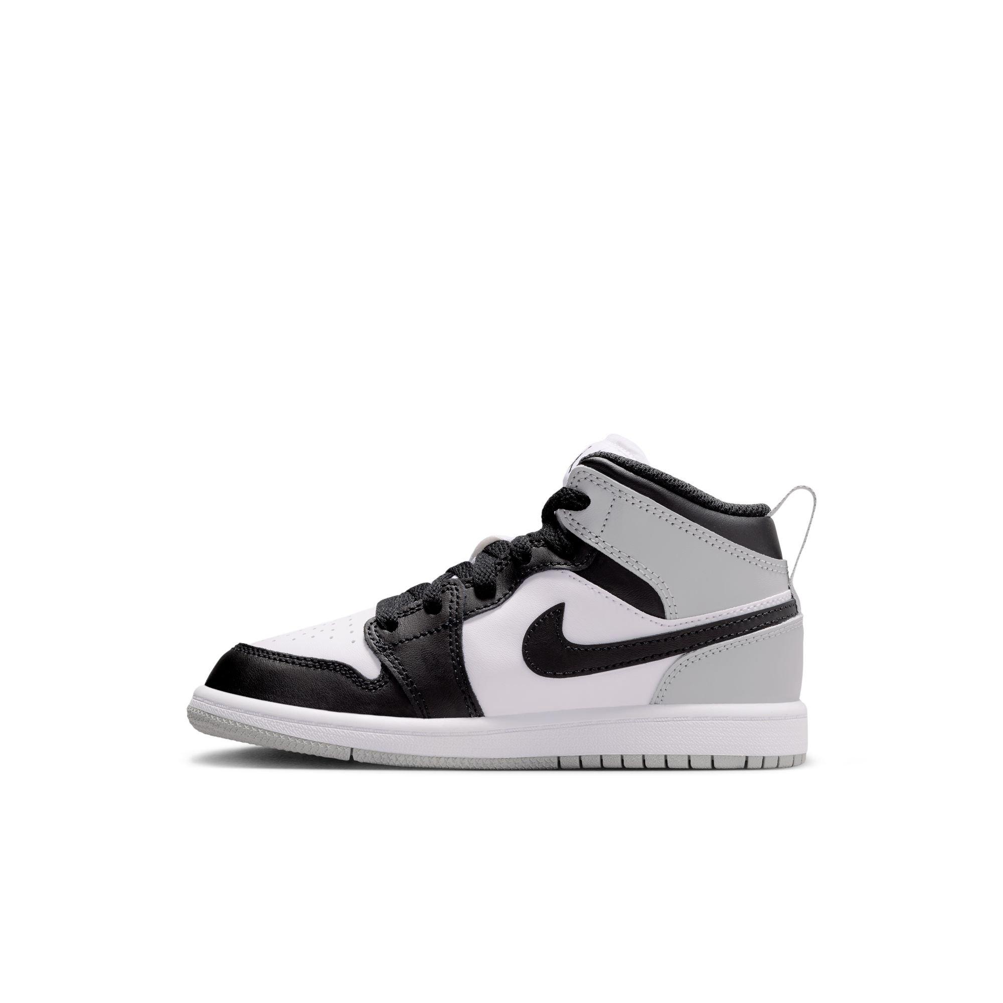 White/Black/Lt Smoke Grey Jordan 1 Mid Boys Shoe | Hibbett