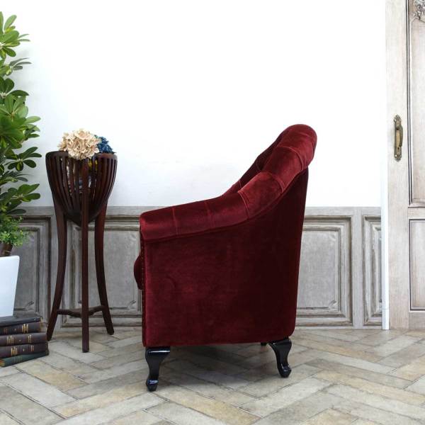 1人掛けソファ アンティークテイスト レッドベルベット VA1F410K 新着