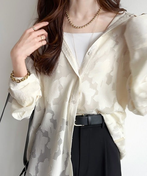 mily bilet】ワンランク上のスタイル。シアージャガード花柄2wayシャツ