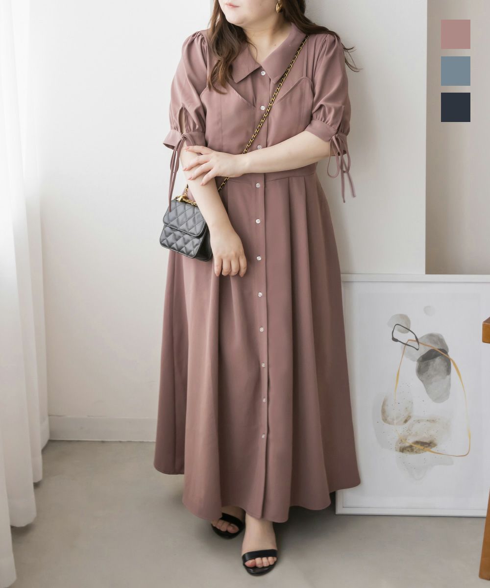 CLETTEオリジナル☆レイヤード風シャツワンピース | 大きいサイズ