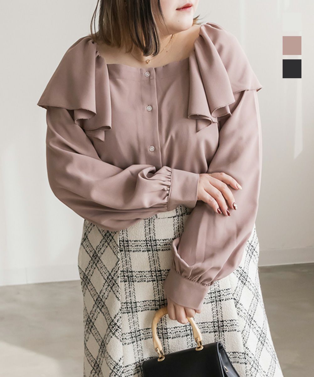 CLETTEオリジナル☆スクエアフリルネックブラウス | 大きいサイズ