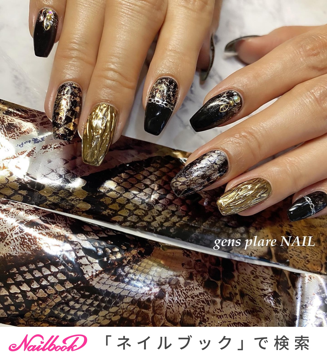 人気順｜ブラック/ゴールド/#blacknail_gpnailのネイルデザイン
