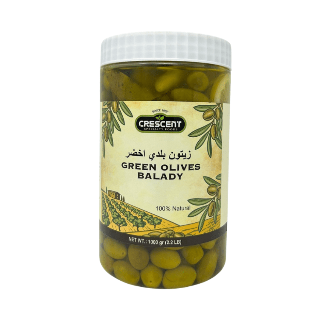 OV05 – Crescent Balady Green Olives 9 x 1 KG – Crescent Specialty