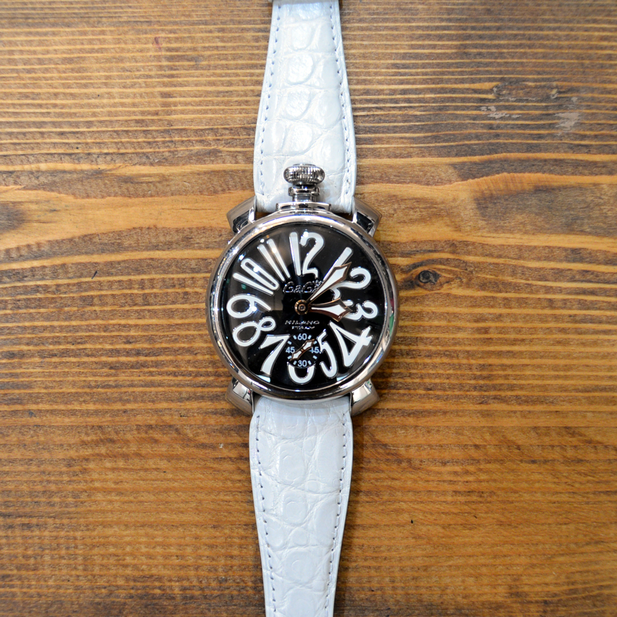 ガガミラノ 白クロコ 交換用時計ベルトオーダー｜クロコダイル製作例