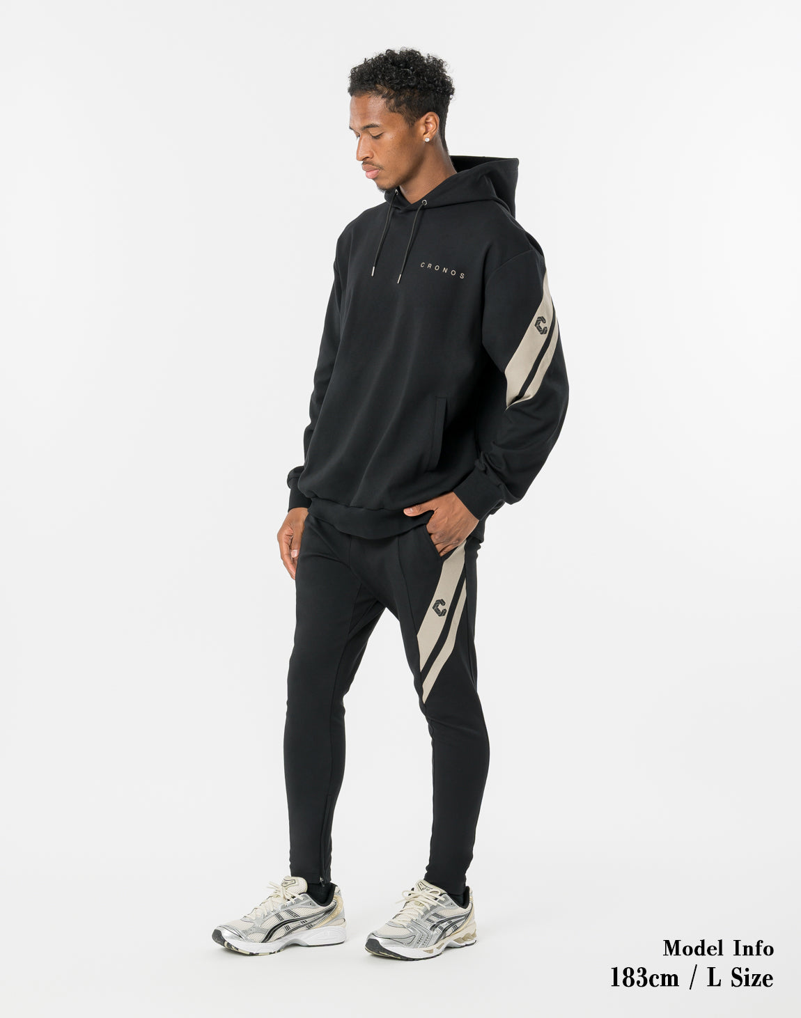 CRONOS CROSSLINE HOODIE【BLACK×GREIGE】